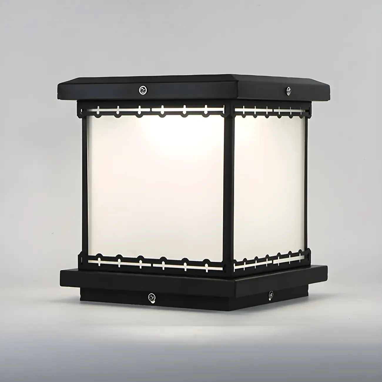 Outsoor Waterproof White Rectangular Metal Pillar Lamp Image - 3