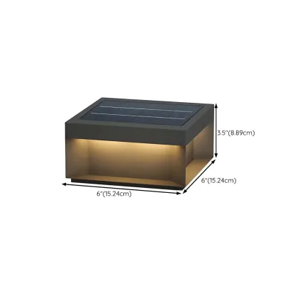 Black Square Metal Pillar Lamp with Warm LED Light - Solar Powered #size