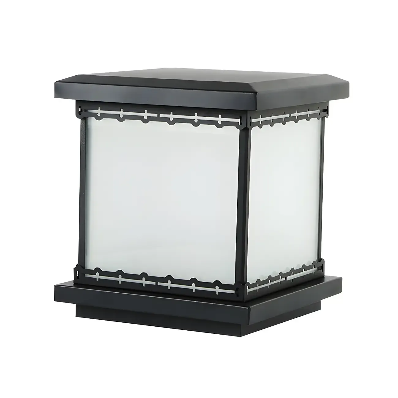 Outsoor Waterproof White Rectangular Metal Pillar Lamp Image - 5