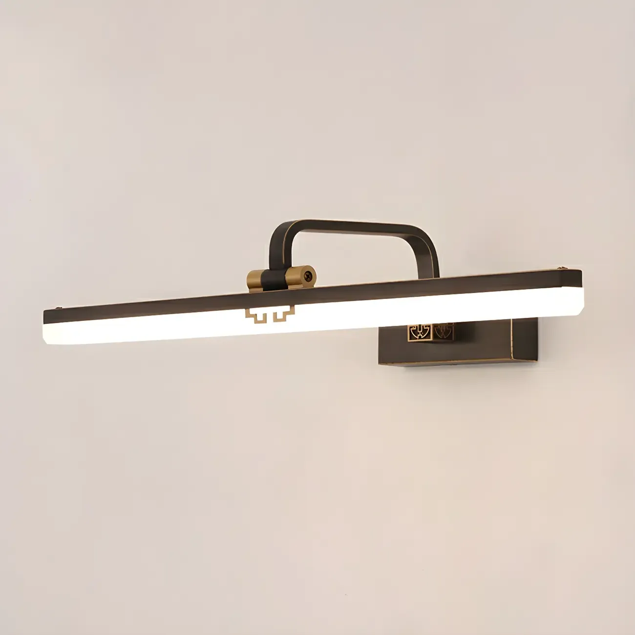 Zen Metal Black Linear LED Vanity Light with Arced Arm for Bathroom Mirror Image - 10