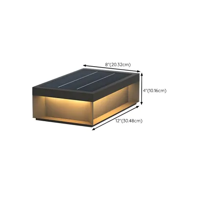 Black Square Metal Pillar Lamp with Warm LED Light - Solar Powered Image - 19