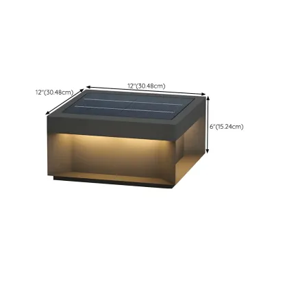 Black Square Metal Pillar Lamp with Warm LED Light - Solar Powered Image - 20