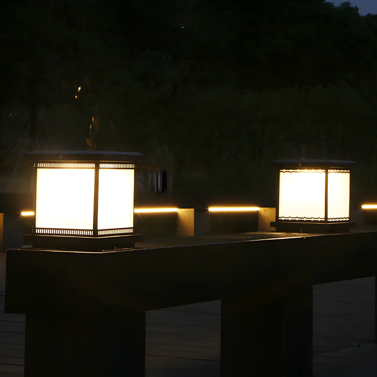 Outsoor Waterproof White Rectangular Metal Pillar Lamp  Image - 9 | homeyfad
