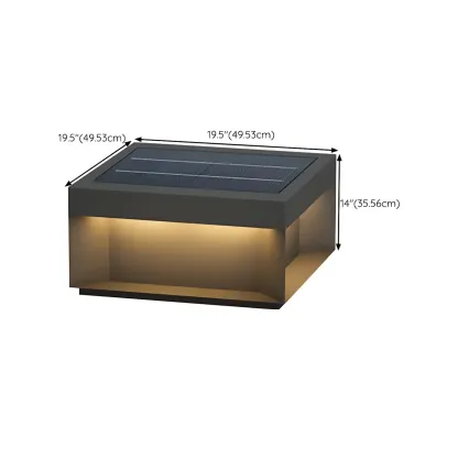 Black Square Metal Pillar Lamp with Warm LED Light - Solar Powered Image - 23