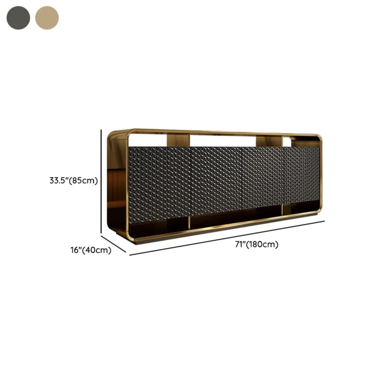 Glam Metal and Wood Sideboard with Shelves Image - 15