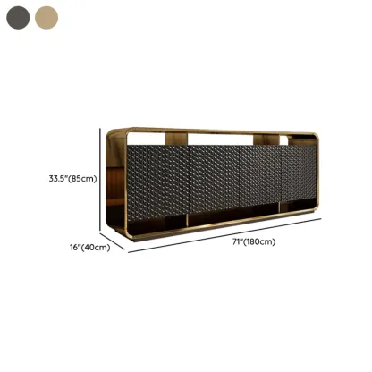 Glam Metal and Wood Sideboard with Shelves Image - 15