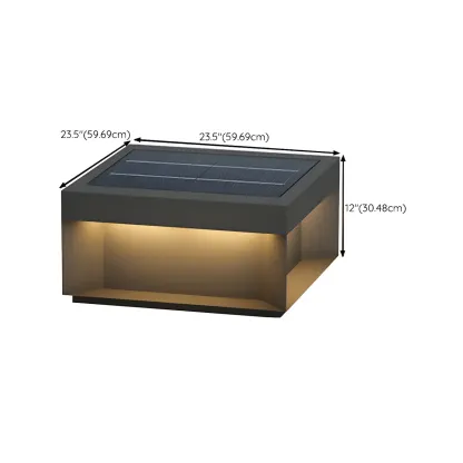 Black Square Metal Pillar Lamp with Warm LED Light - Solar Powered Image - 24