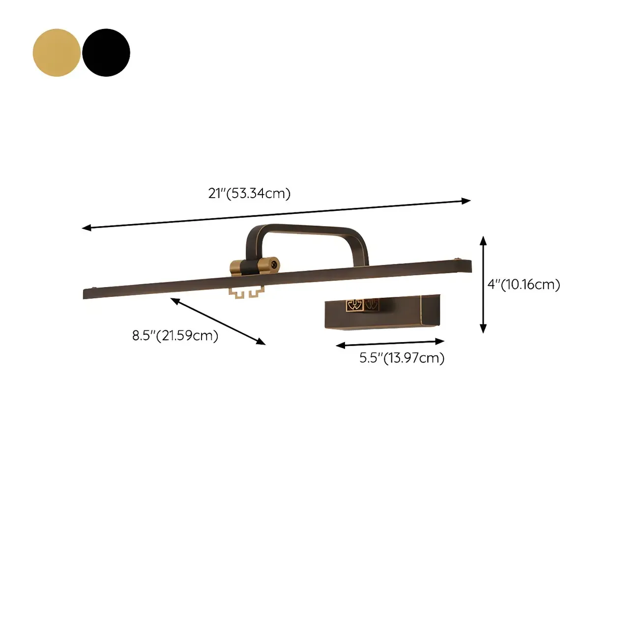 Zen Metal Black Linear LED Vanity Light with Arced Arm for Bathroom Mirror Image - 16