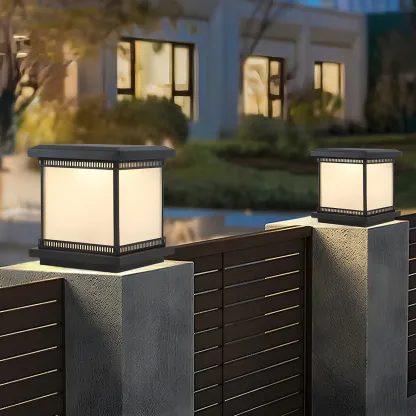 Outsoor Waterproof White Rectangular Metal Pillar Lamp  Image - 11