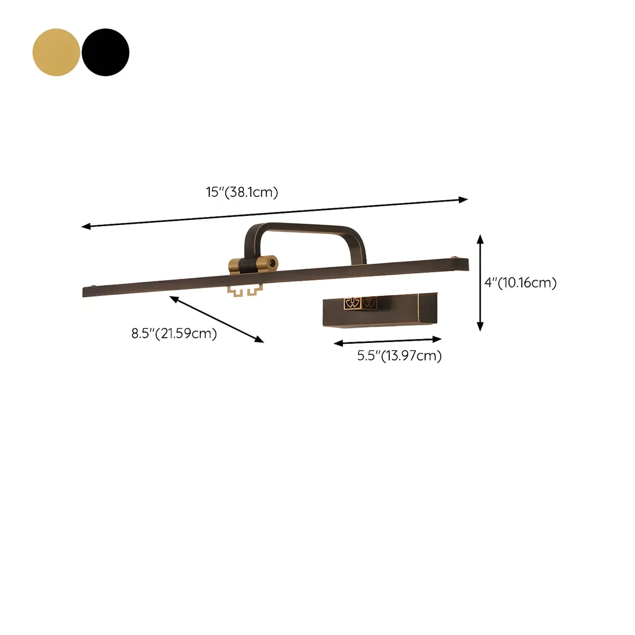 Zen Metal Black Linear LED Vanity Light with Arced Arm for Bathroom Mirror Image - 17