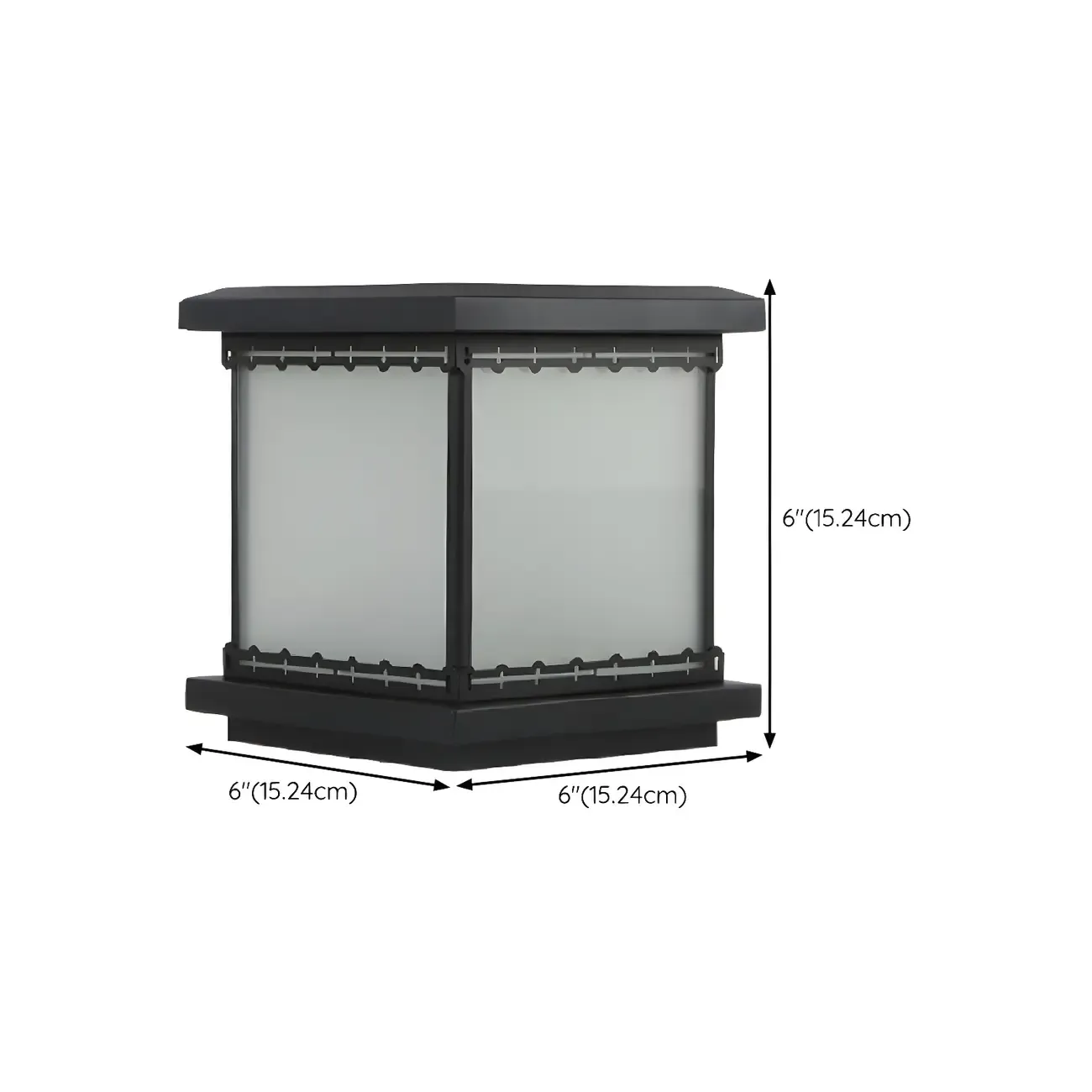 Outsoor Waterproof White Rectangular Metal Pillar Lamp #size