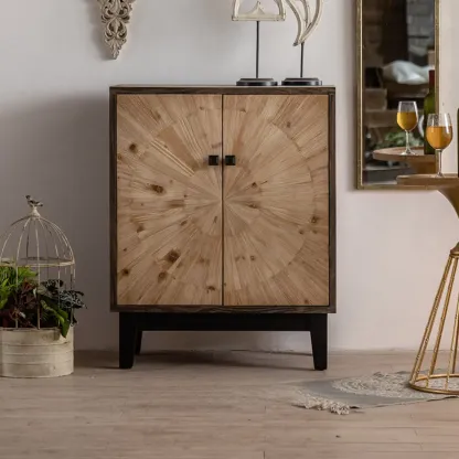 Industrial Wooden Buffet Table with Cabinets for Living Room Image - 1