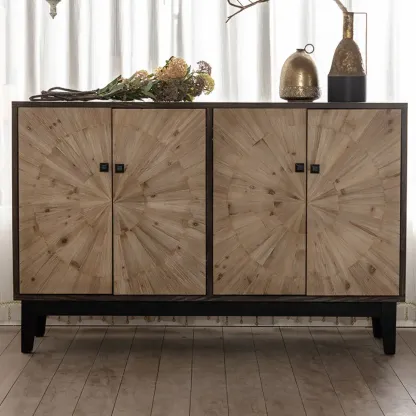 Industrial Wooden Buffet Table with Cabinets for Living Room Image - 2