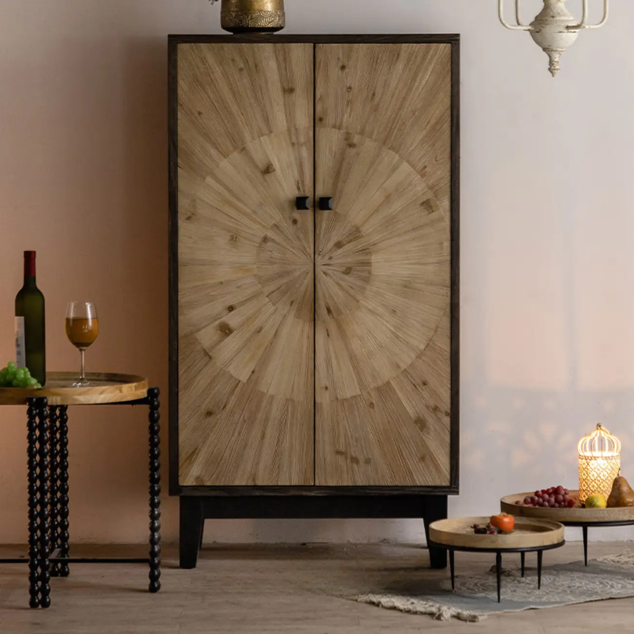 Industrial Wooden Buffet Table with Cabinets for Living Room Image - 4 | homeyfad