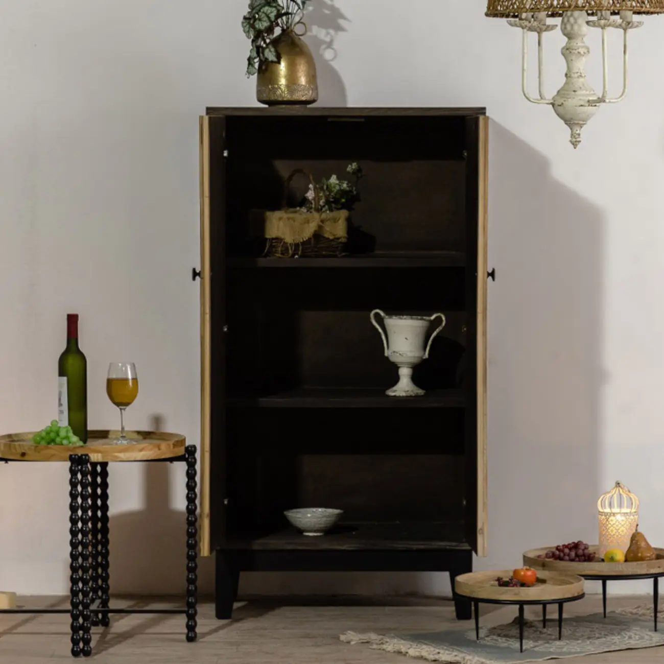 Industrial Wooden Buffet Table with Cabinets for Living Room Image - 6 | homeyfad