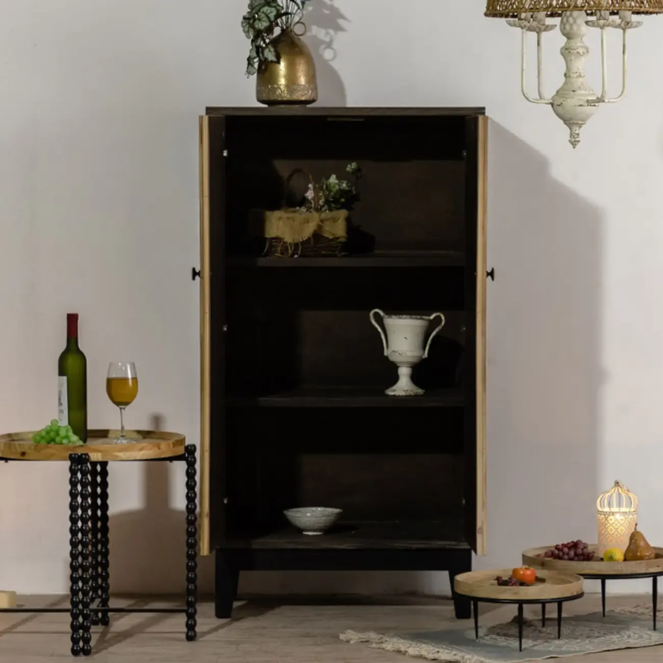 Industrial Wooden Buffet Table with Cabinets for Living Room Image - 6