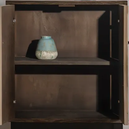 Industrial Wooden Buffet Table with Cabinets for Living Room Image - 9