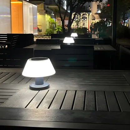 Modern White Solar Drum-Shape Post Cap Light Image - 2