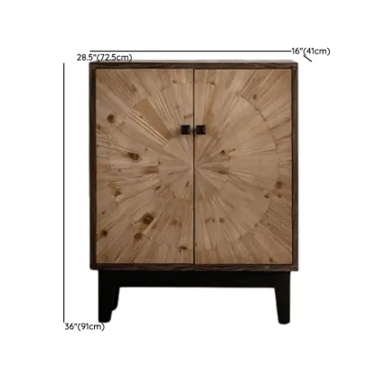 Industrial Wooden Buffet Table with Cabinets for Living Room Image - 12