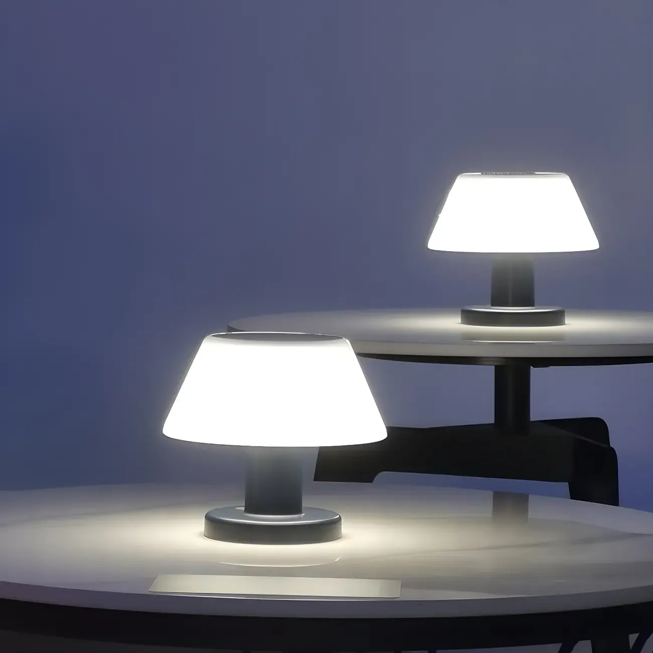 Modern White Solar Drum-Shape Post Cap Light Image - 3