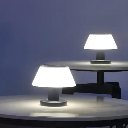 Modern White Solar Drum-Shape Post Cap Light Image - 3