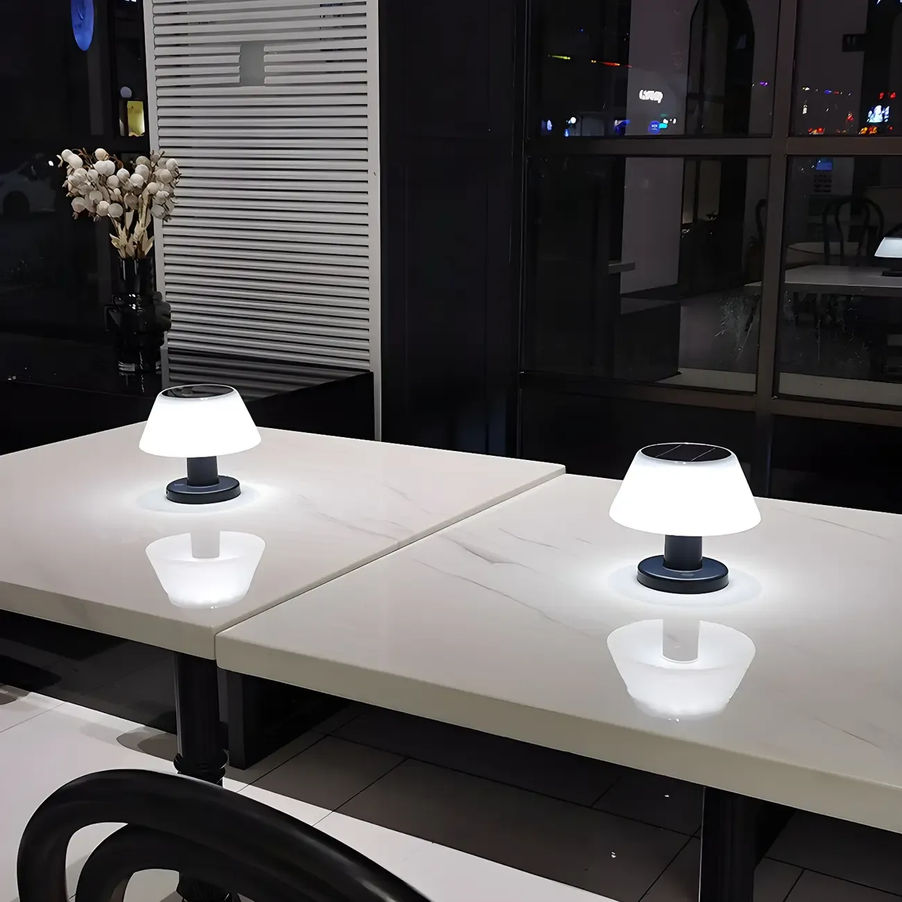 Modern White Solar Drum-Shape Post Cap Light Image - 4