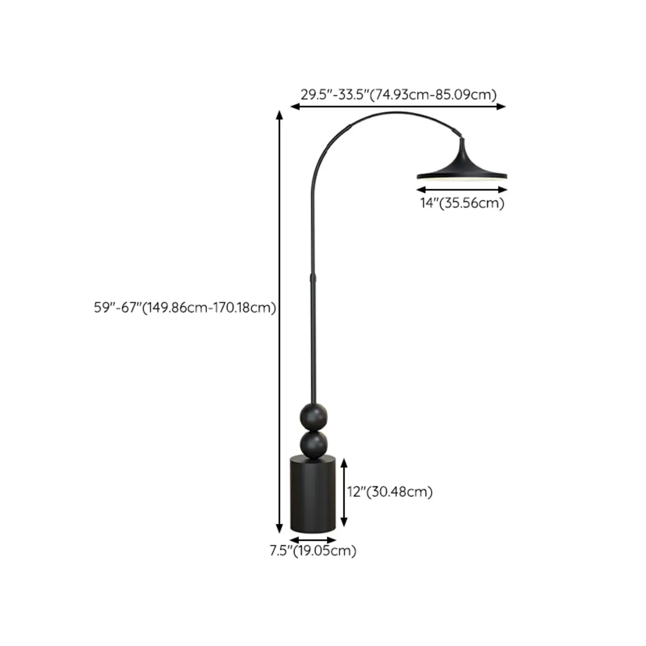 Modern Metal Black Arc Floor Lamp for Living Room Decor #size | homeyfad