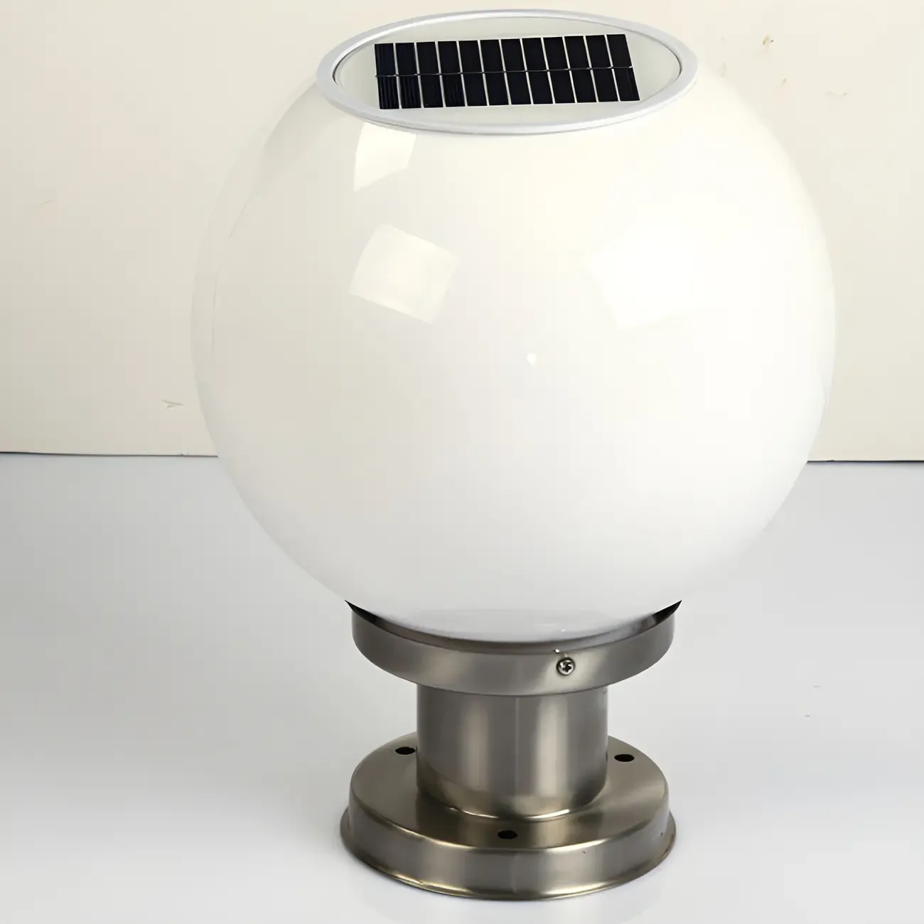 Solar Outdoor Lights Globe Pillar Lamp with Acrylic Shade for Garden Image - 3