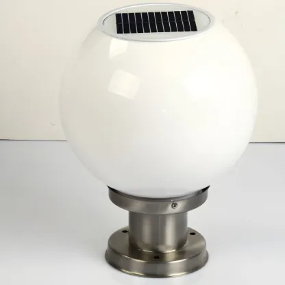 Solar Outdoor Lights Globe Pillar Lamp with Acrylic Shade for Garden Image - 3