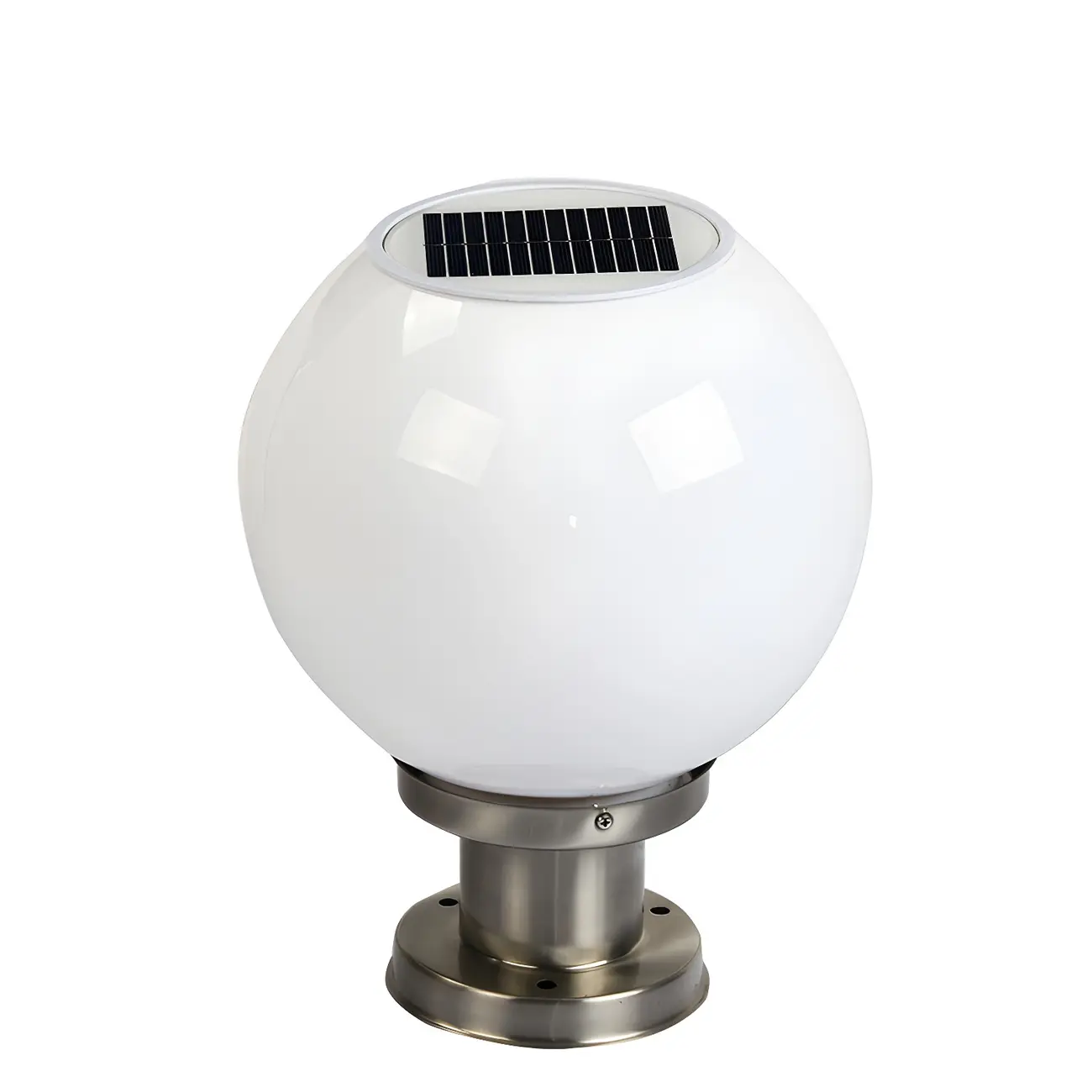 Solar Outdoor Lights Globe Pillar Lamp with Acrylic Shade for Garden Image - 5 | homeyfad