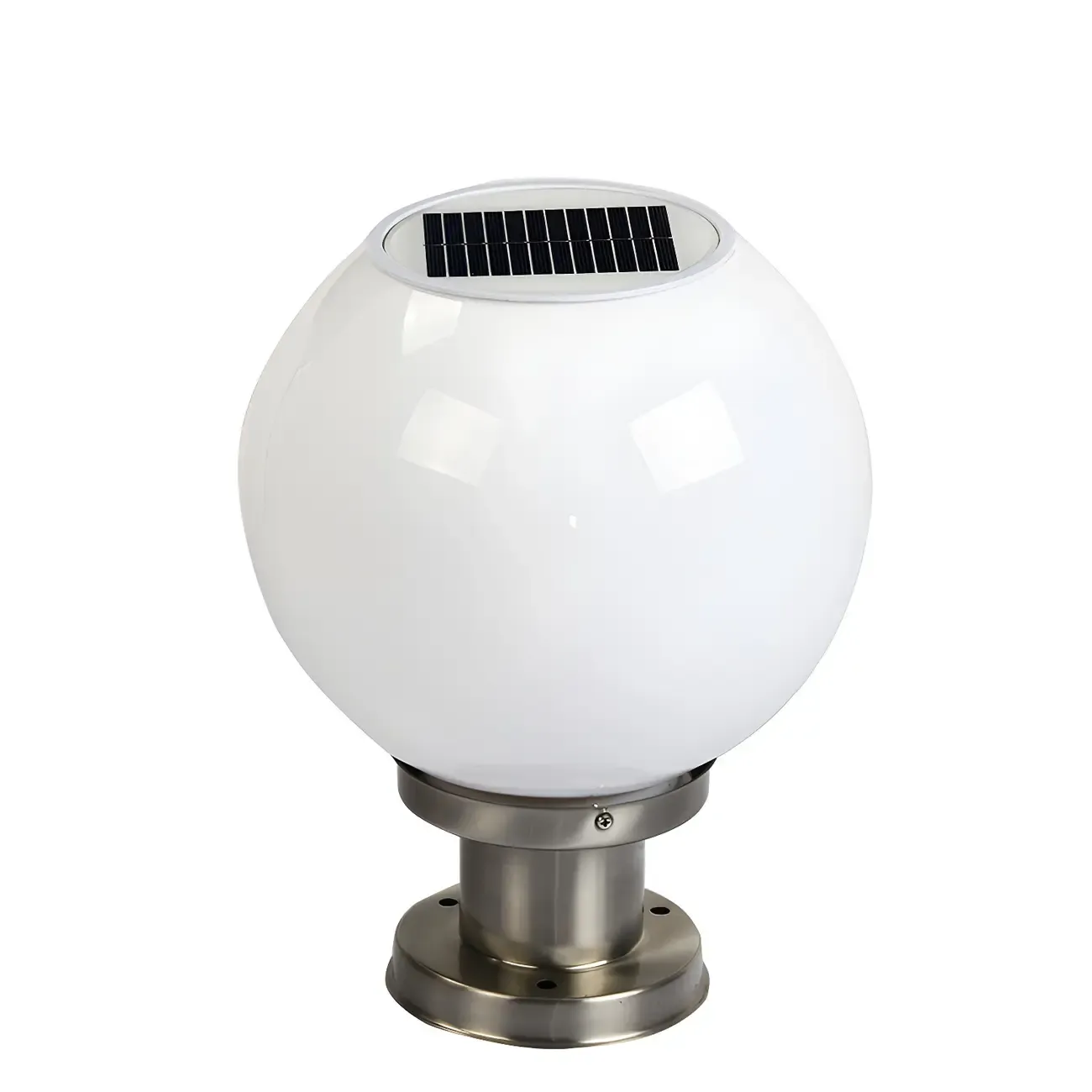 Solar Outdoor Lights Globe Pillar Lamp with Acrylic Shade for Garden Image - 5