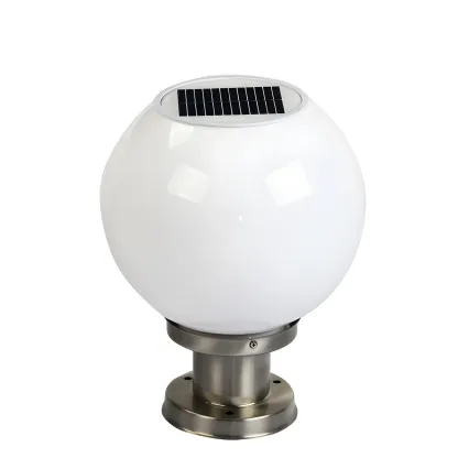 Solar Outdoor Lights Globe Pillar Lamp with Acrylic Shade for Garden Image - 5