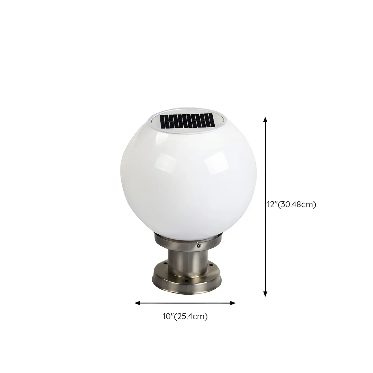 Solar Outdoor Lights Globe Pillar Lamp with Acrylic Shade for Garden #size