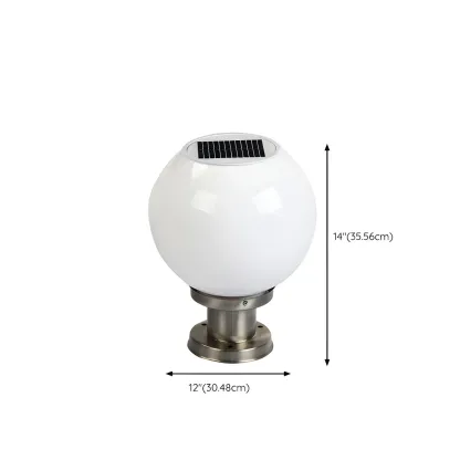 Solar Outdoor Lights Globe Pillar Lamp with Acrylic Shade for Garden Image - 11