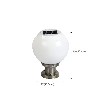 Solar Outdoor Lights Globe Pillar Lamp with Acrylic Shade for Garden Image - 12