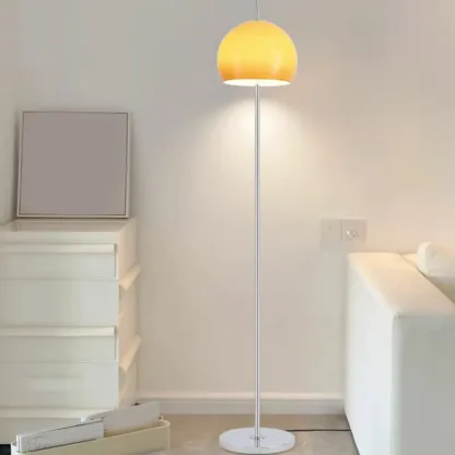 Minimalist Modern Floor Lamp with Yellow Glass Dome Shade Image - 5