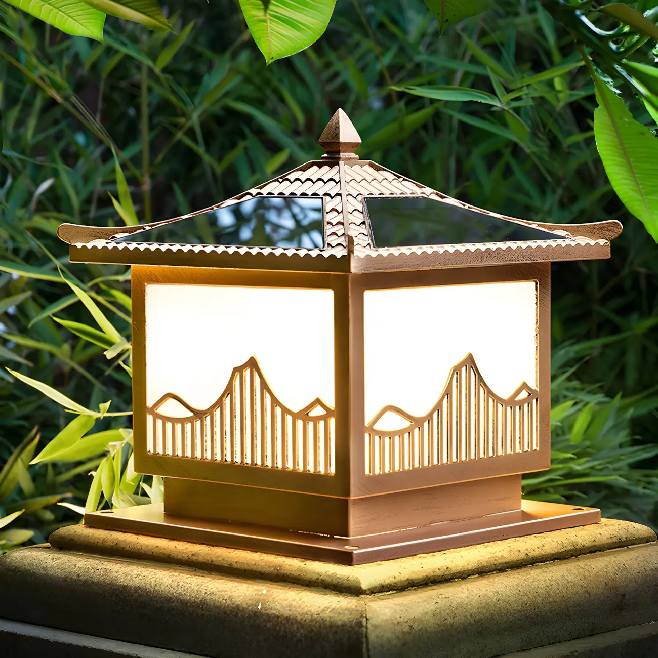 Waterproof Solar Energy Pillar Light LED Aluminum with Glass Shade for Garden Image - 4 | homeyfad