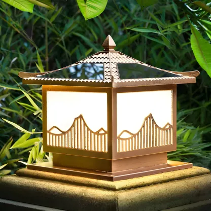 Waterproof Solar Energy Pillar Light LED Aluminum with Glass Shade for Garden Image - 4