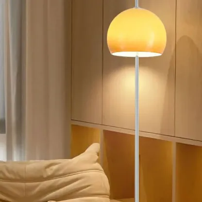 Minimalist Modern Floor Lamp with Yellow Glass Dome Shade Image - 9
