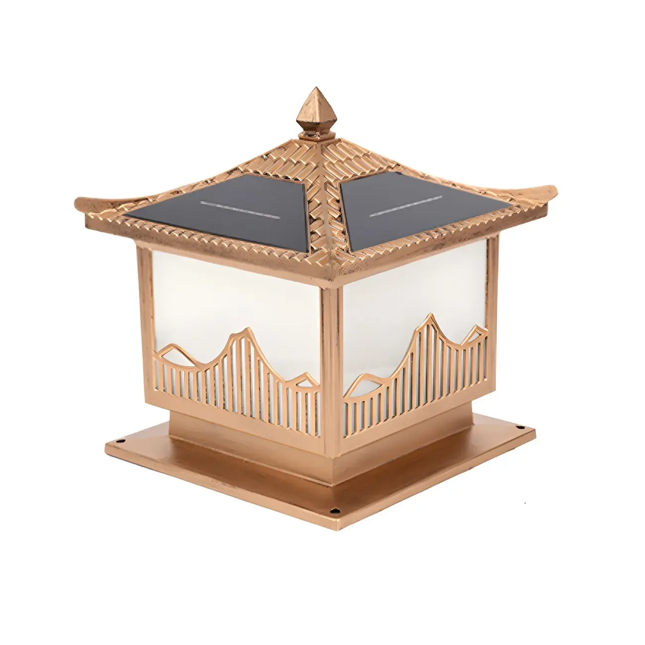 Waterproof Solar Energy Pillar Light LED Aluminum with Glass Shade for Garden Image - 5