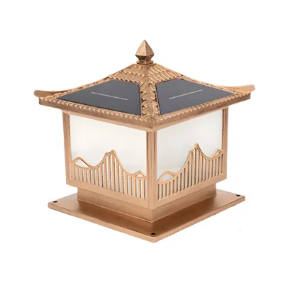 Waterproof Solar Energy Pillar Light LED Aluminum with Glass Shade for Garden Image - 5