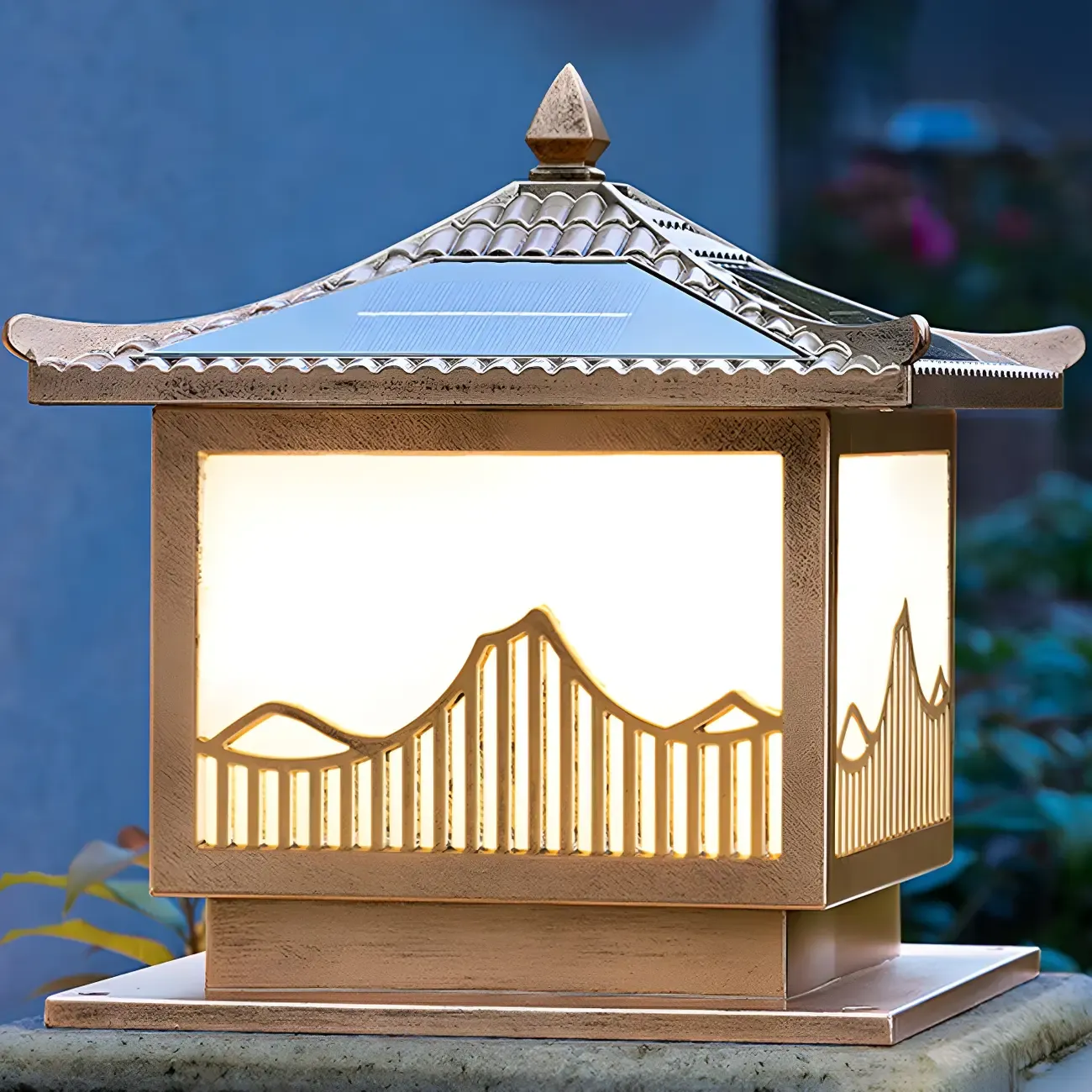 Waterproof Solar Energy Pillar Light LED Aluminum with Glass Shade for Garden Image - 7