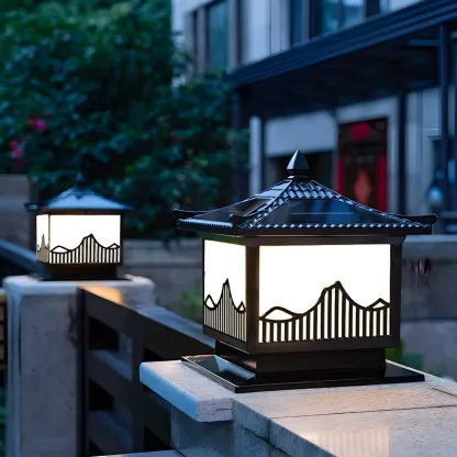 Waterproof Solar Energy Pillar Light LED Aluminum with Glass Shade for Garden Image - 11
