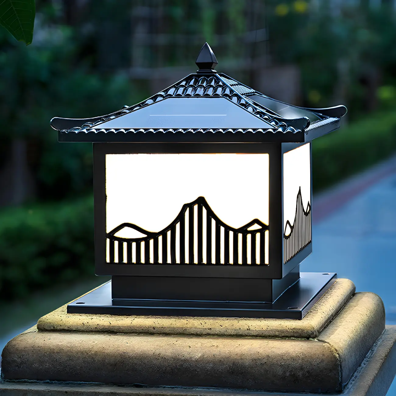 Waterproof Solar Energy Pillar Light LED Aluminum with Glass Shade for Garden Image - 12 | homeyfad