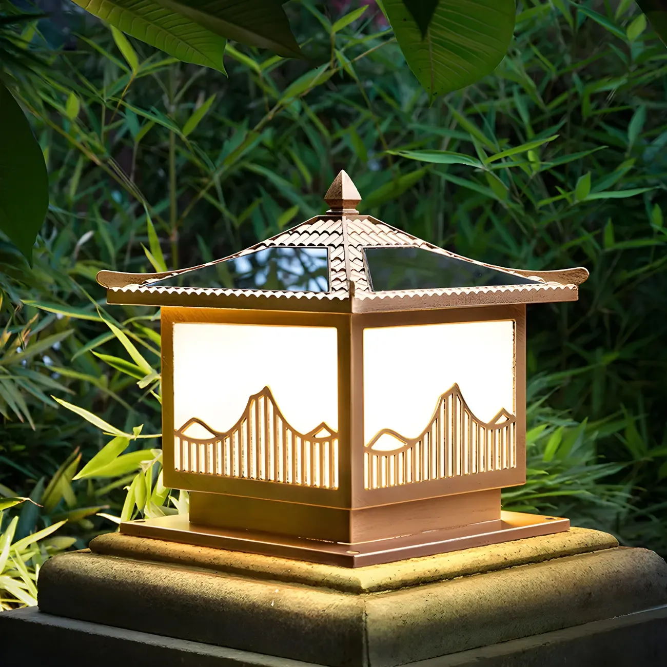 Waterproof Solar Energy Pillar Light LED Aluminum with Glass Shade for Garden Image - 13