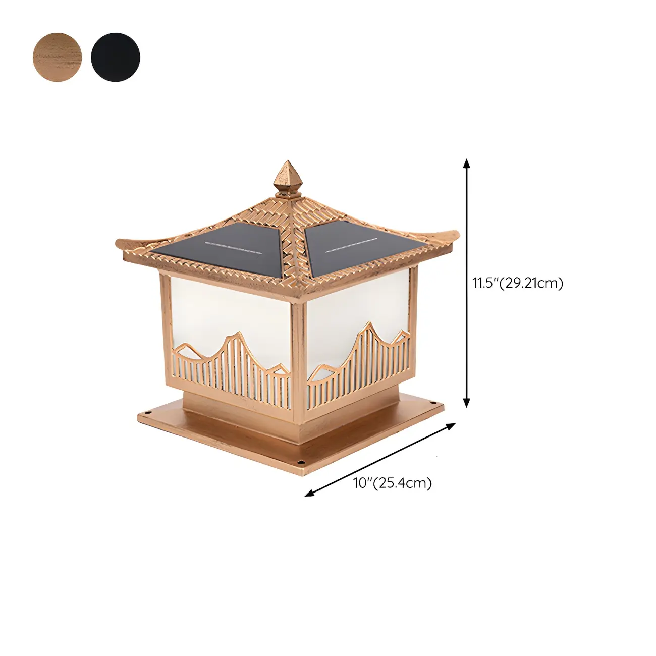 Waterproof Solar Energy Pillar Light LED Aluminum with Glass Shade for Garden #size | homeyfad