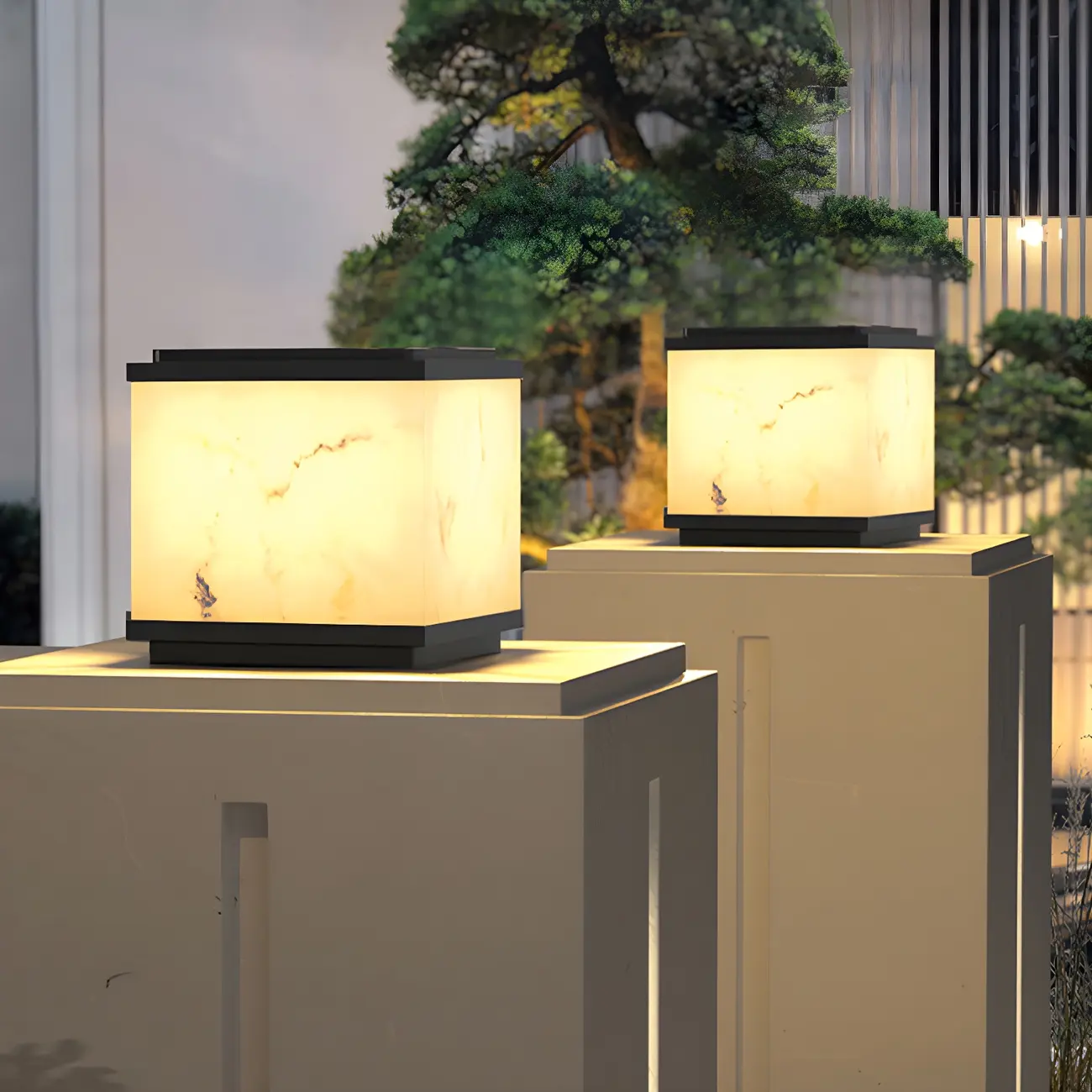 Metal Square Shape Outdoor Light Modern Style 1-Light Waterproof Pillar Lamp Image - 1 | homeyfad