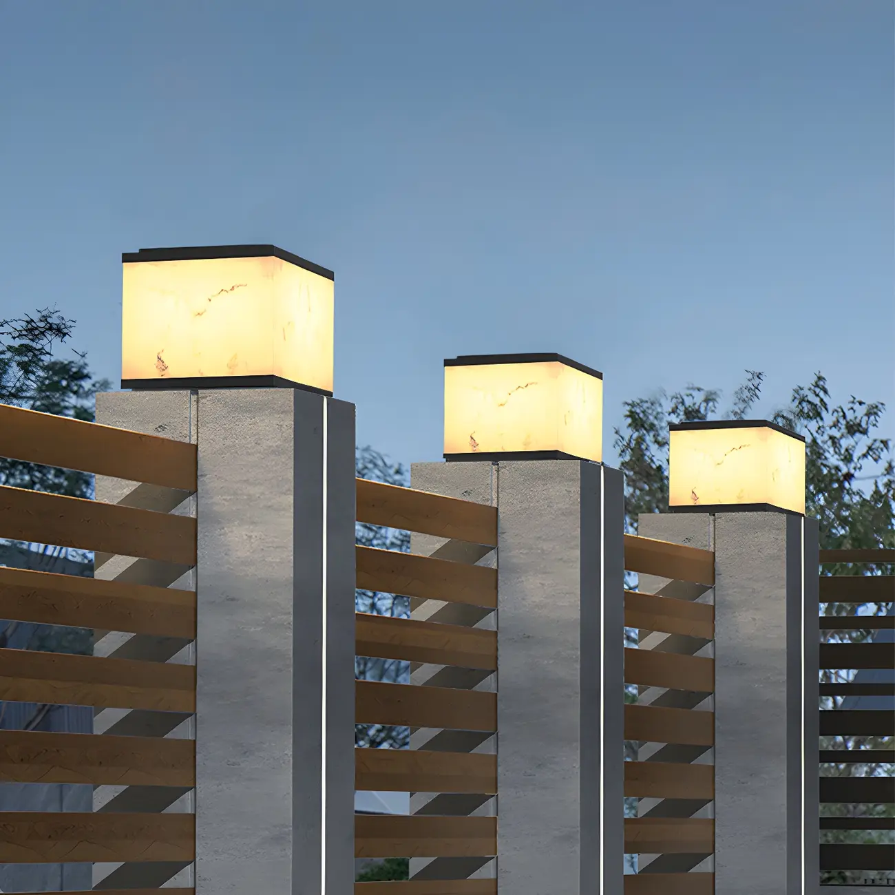 Metal Square Shape Outdoor Light Modern Style 1-Light Waterproof Pillar Lamp Image - 2 | homeyfad