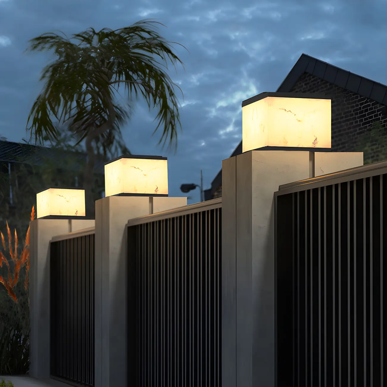 Metal Square Shape Outdoor Light Modern Style 1-Light Waterproof Pillar Lamp Image - 3 | homeyfad