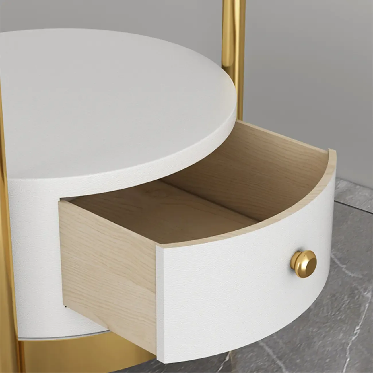 Practical Modern Metal Floor Lamp with Shelf and Pleated Shade Image - 10